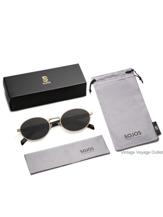 Retro Oval Sunglasses for Women Men, Metal Frame, UV400 Protection, Ideal for main image 3